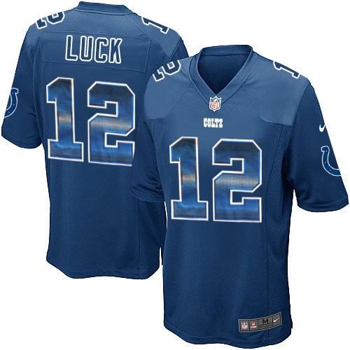 Nike Colts #12 Andrew Luck Royal Blue Team Color Men's Stitched NFL Limited Strobe Jersey - Click Image to Close
